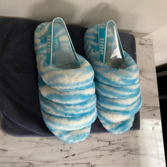 UGG | Shoes | Blue Zebra Uggs Slides 